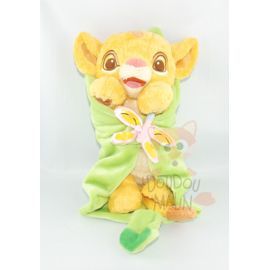 peluche simba bébé feuille couverture lion jaune vert papillon rose  